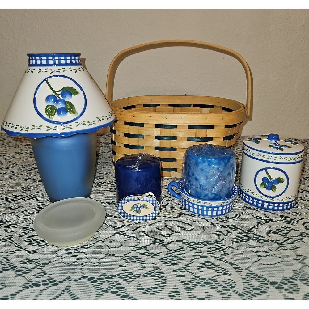 Valerie Parr Hill "Summer Blueberries" Candle Accessory Gift Basket Set